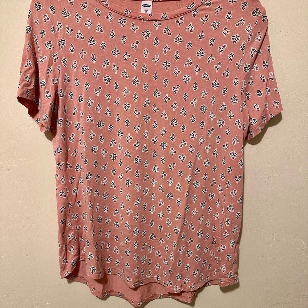 Old Navy Pink Floral Short Sleeve Tee